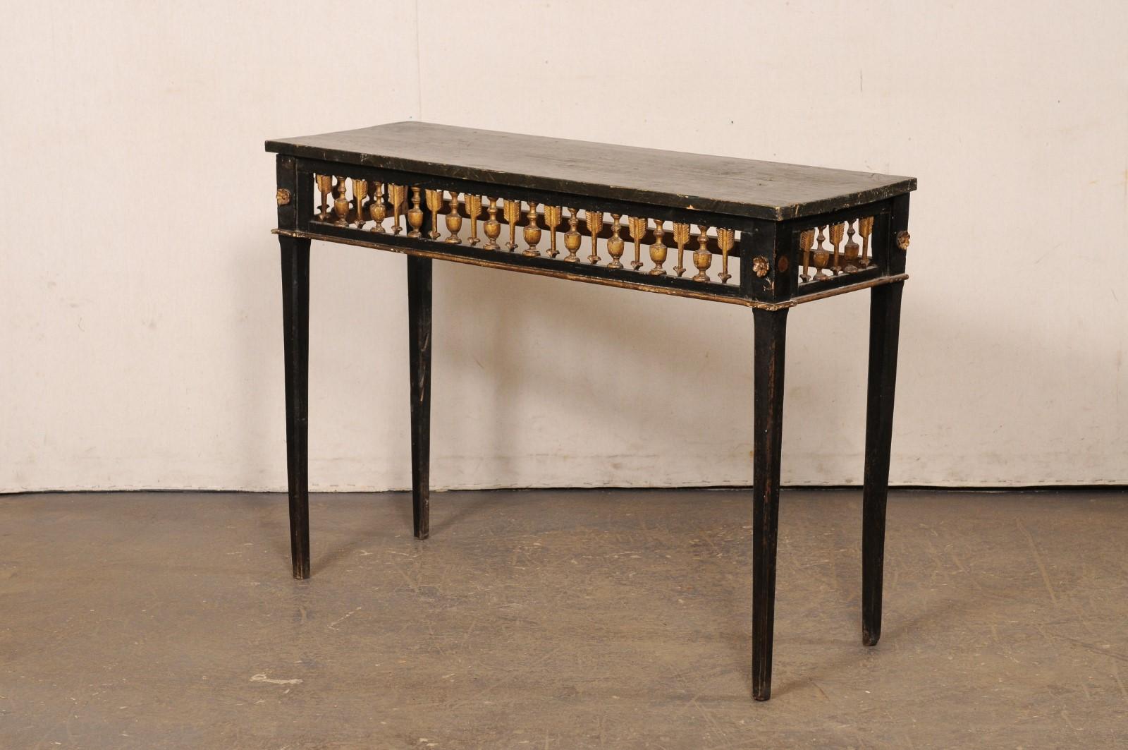 Italian 19th C. Console, w/Pierce Carved & Gilt Arrow & Urn Motif Apron 6