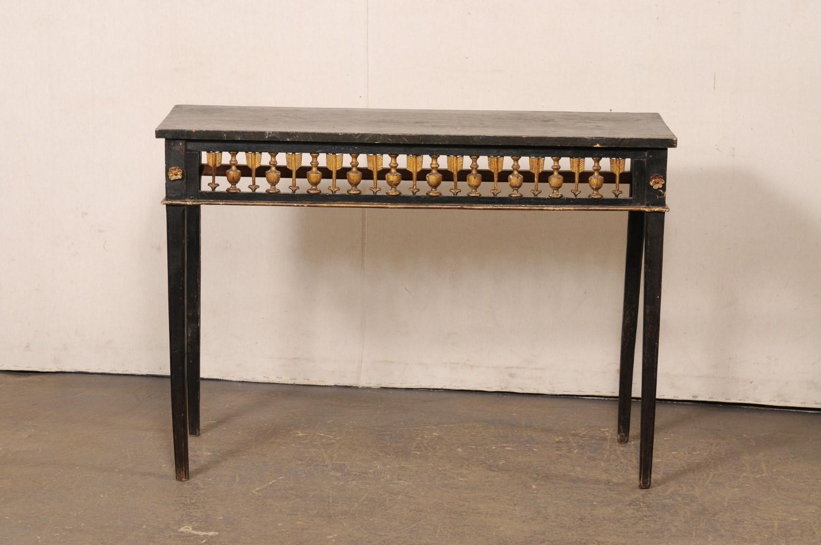 Italian 19th C. Console, w/Pierce Carved & Gilt Arrow & Urn Motif Apron 7