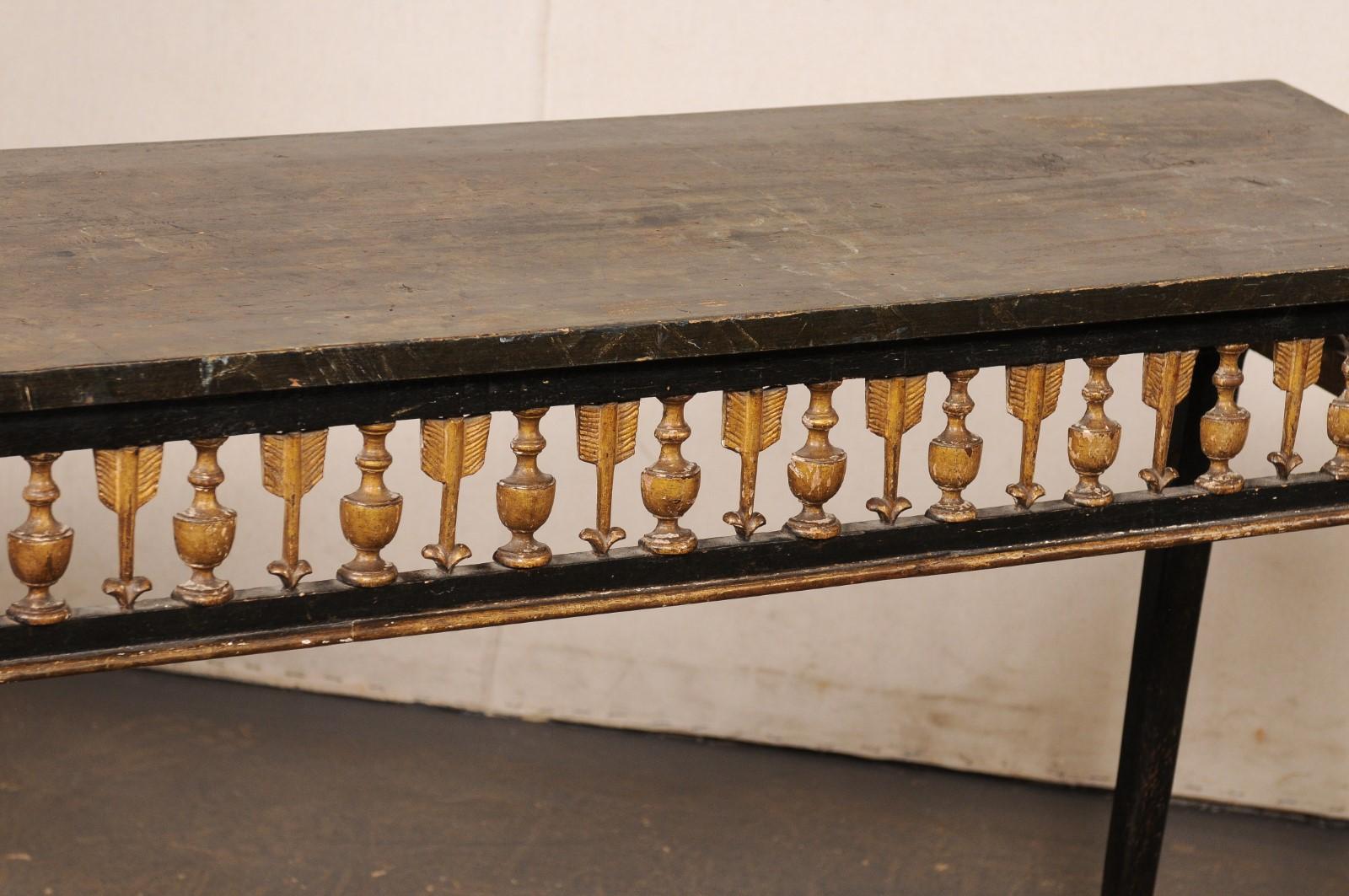 19th Century Italian 19th C. Console, w/Pierce Carved & Gilt Arrow & Urn Motif Apron