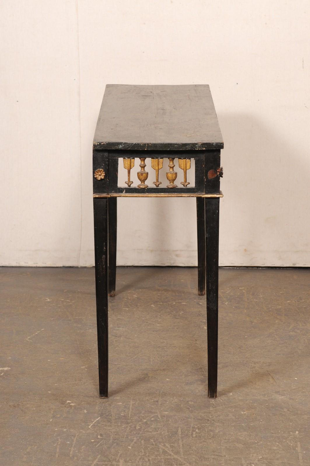 Italian 19th C. Console, w/Pierce Carved & Gilt Arrow & Urn Motif Apron 1