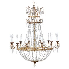 Italian Early 19th c. Gilt and Crystal Chandelier