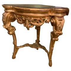 Piédestal d'angle italien en bois doré du 19ème siècle