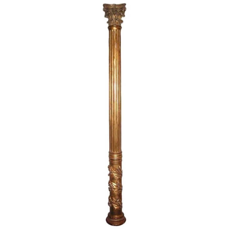 Italian 19th c. Gold Leaf Column with Capitol