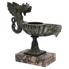 Lámpara de aceite italiana del siglo XIX, de la época del Grand Tour, de bronce patinado, inspirada en B. Boschetti