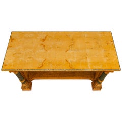 Italian 19th c. Neo-Classical St. Marble, Faux Marble, & Giltwood Center Table