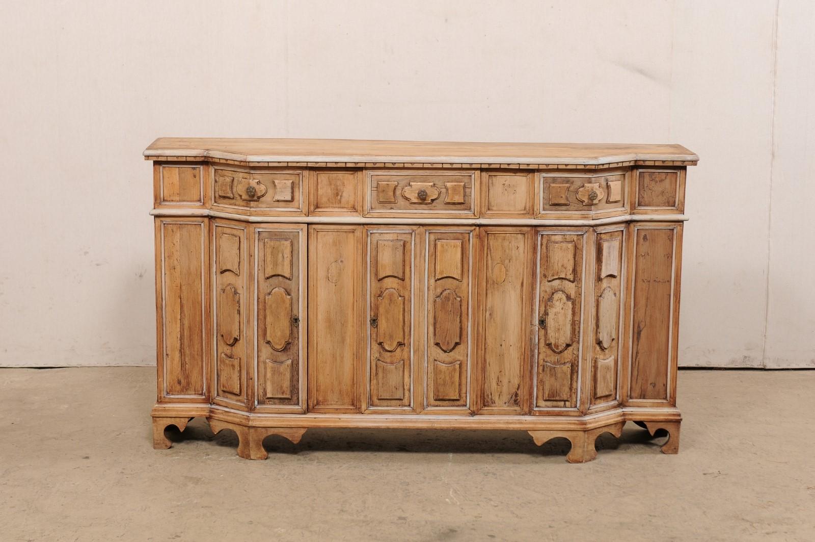 Italian 19th C. Nicely-Carved Wood Break-Front Credenza 'with Slender Depth!' 6
