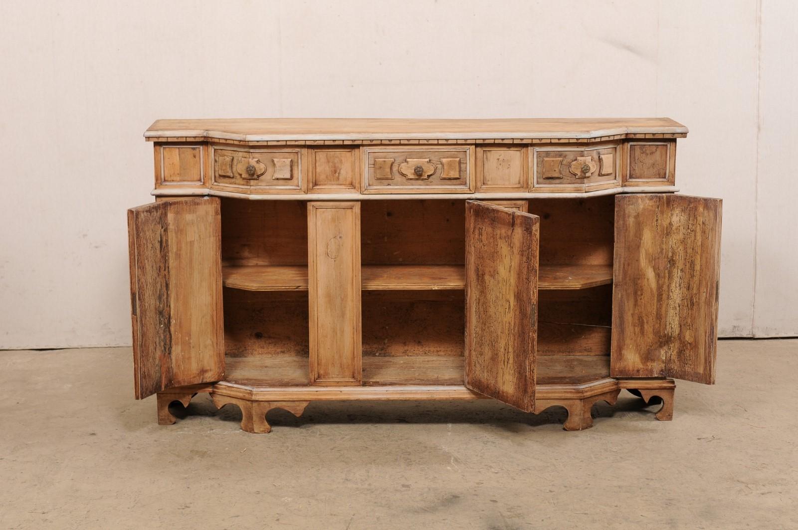 Italian 19th C. Nicely-Carved Wood Break-Front Credenza 'with Slender Depth!' 7