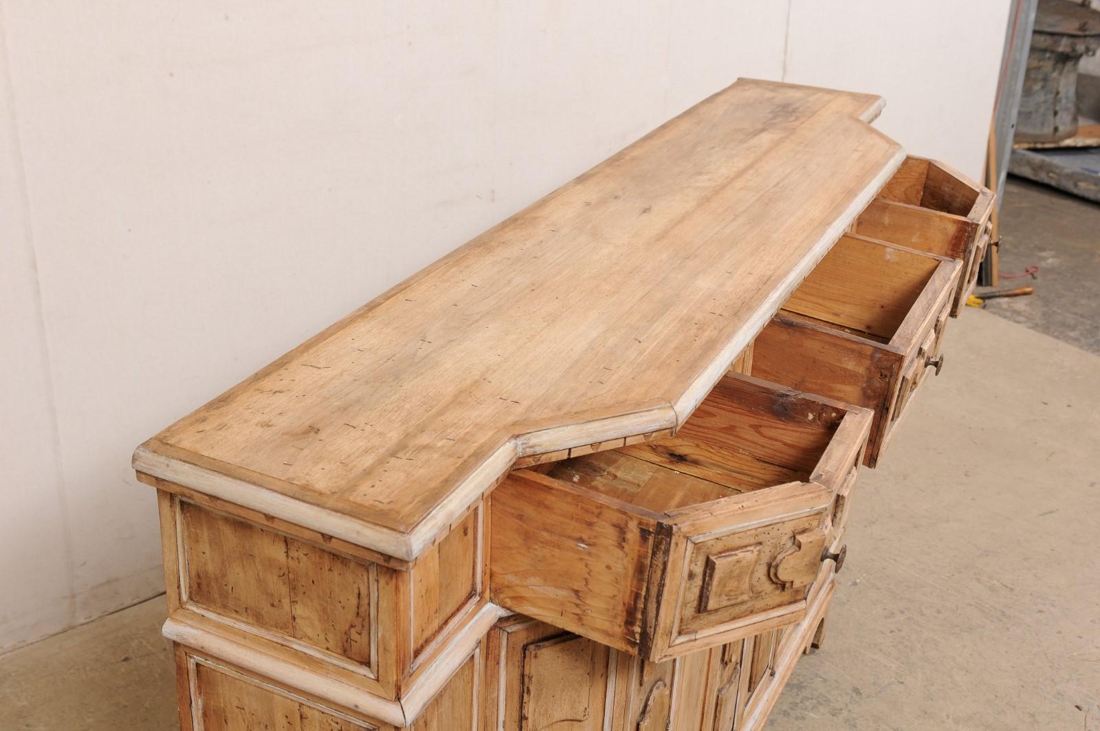 Italian 19th C. Nicely-Carved Wood Break-Front Credenza 'with Slender Depth!' 1