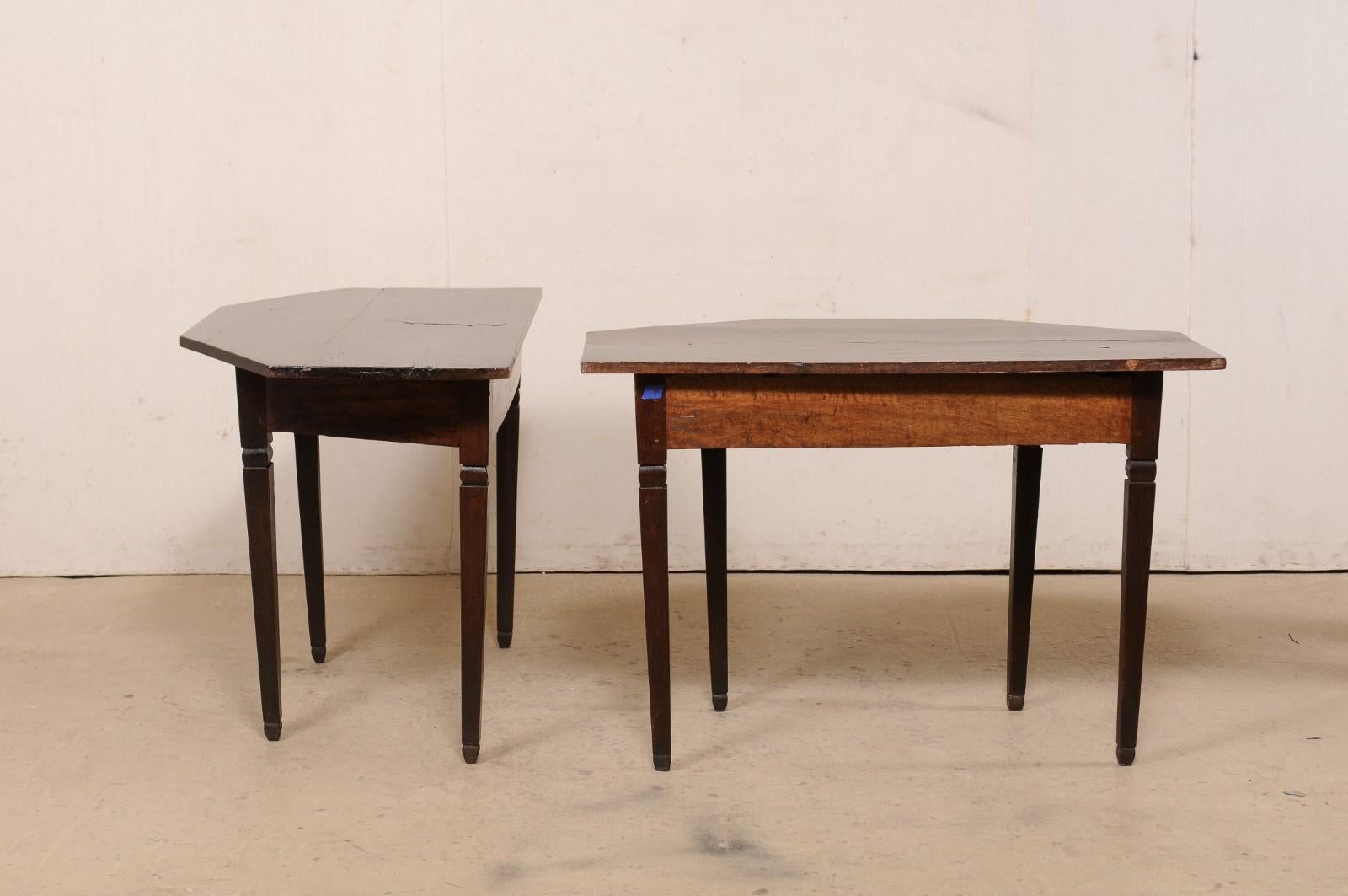 Italian 19th Century Pair of Wood Halved-Octagon Shaped Demi Console Tables 8