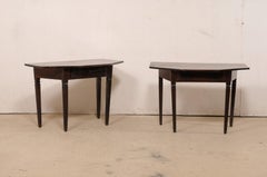 Italian 19th Century Pair of Wood Halved-Octagon Shaped Demi Console Tables
