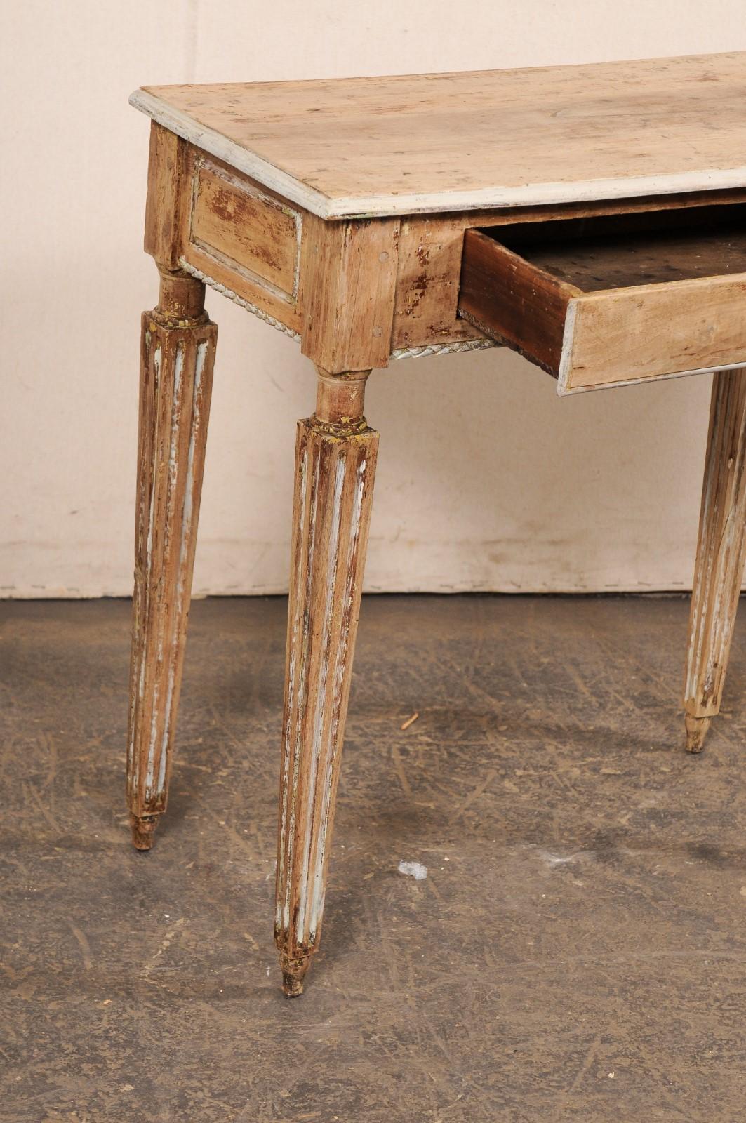 19th Century Italian 19th C. Petite Console Table w/Fluted Legs For Sale