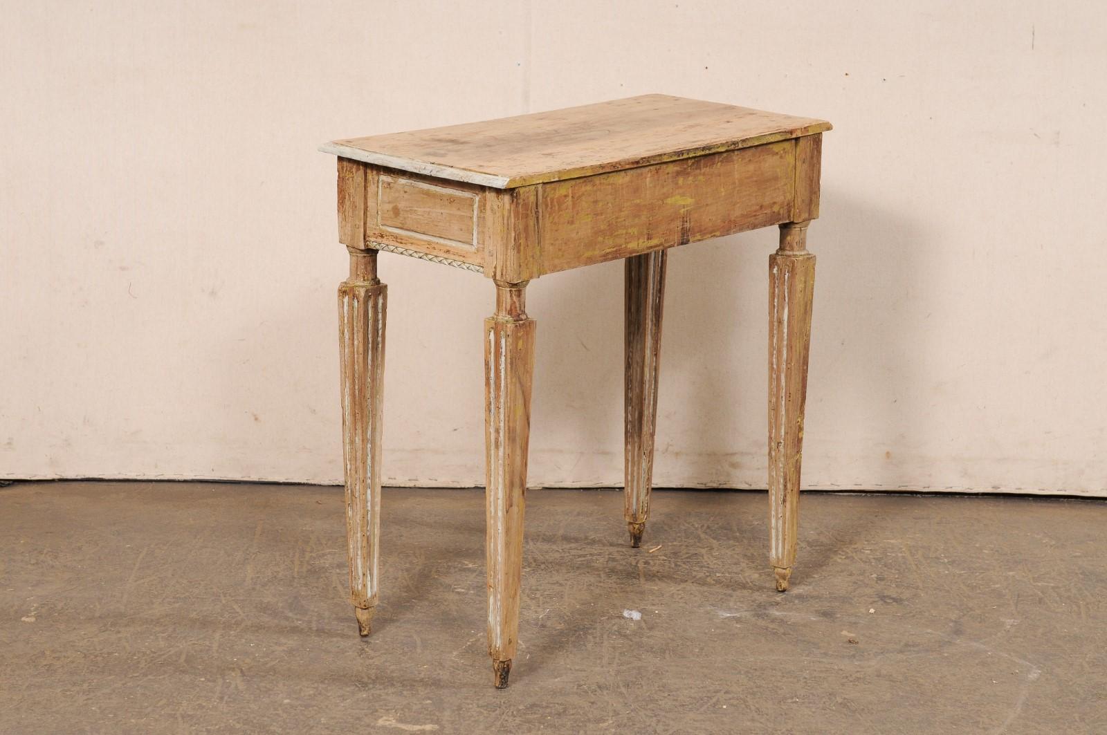 Italian 19th C. Petite Console Table w/Fluted Legs For Sale 4