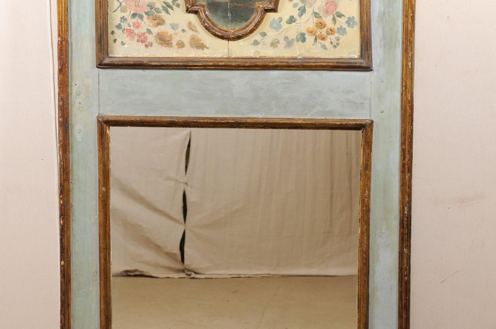 Italian 19th C. Pier Mirror w/ Serene Landscape Oil Painting at Top Panel In Good Condition For Sale In Atlanta, GA