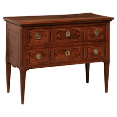 Italian 19th C. Raised 2-Drawer Chest w/Lovely Inlay & Neoclassical Hardware
