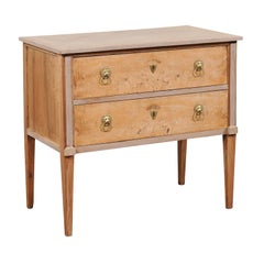 Italian 19th C. Raised Two-Drawer Chest w/Brass Lion Head Pulls