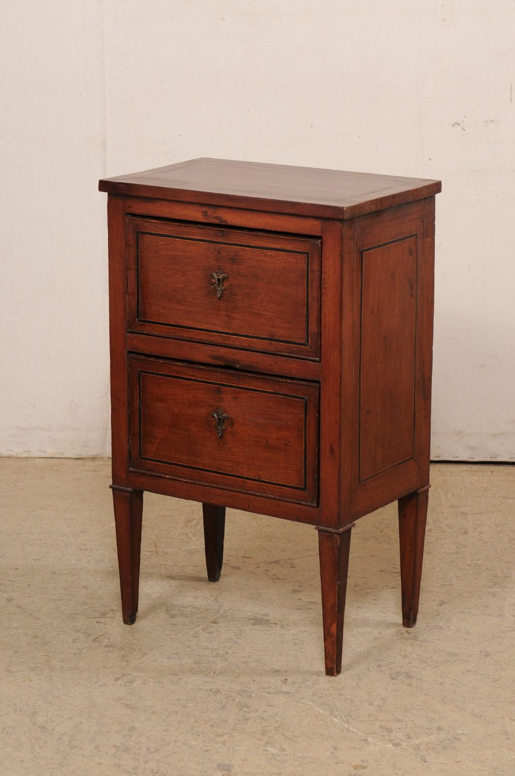 Italian 19th C. Side Chest Designed in Clean Lines w/Accent Inlay Trim For Sale 5