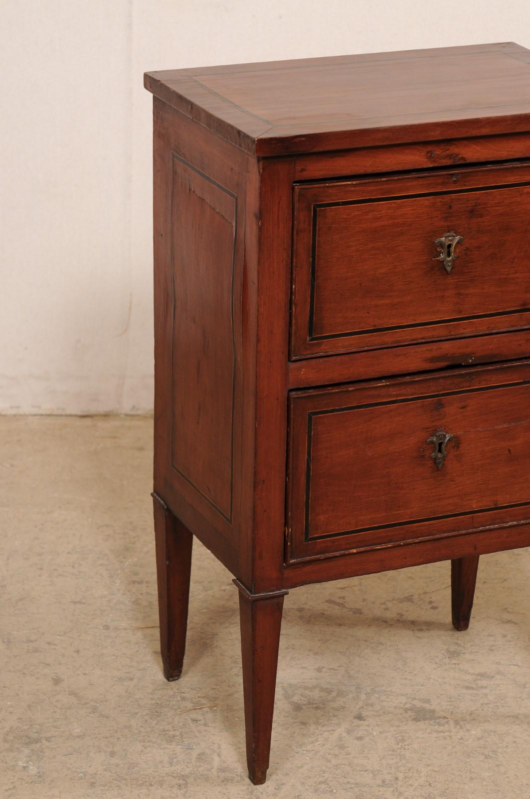 Italian 19th C. Side Chest Designed in Clean Lines w/Accent Inlay Trim In Good Condition For Sale In Atlanta, GA
