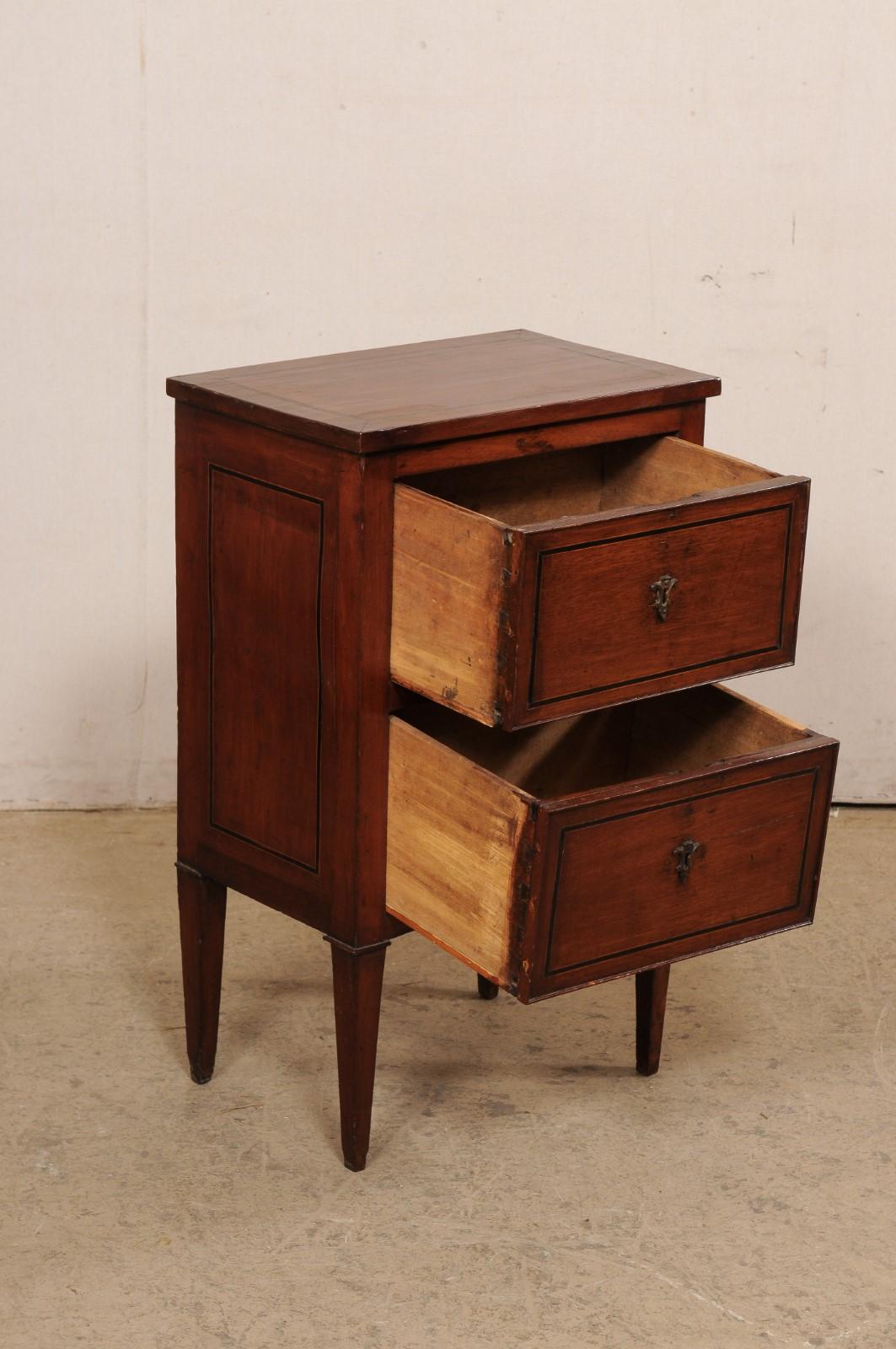 19th Century Italian 19th C. Side Chest Designed in Clean Lines w/Accent Inlay Trim For Sale