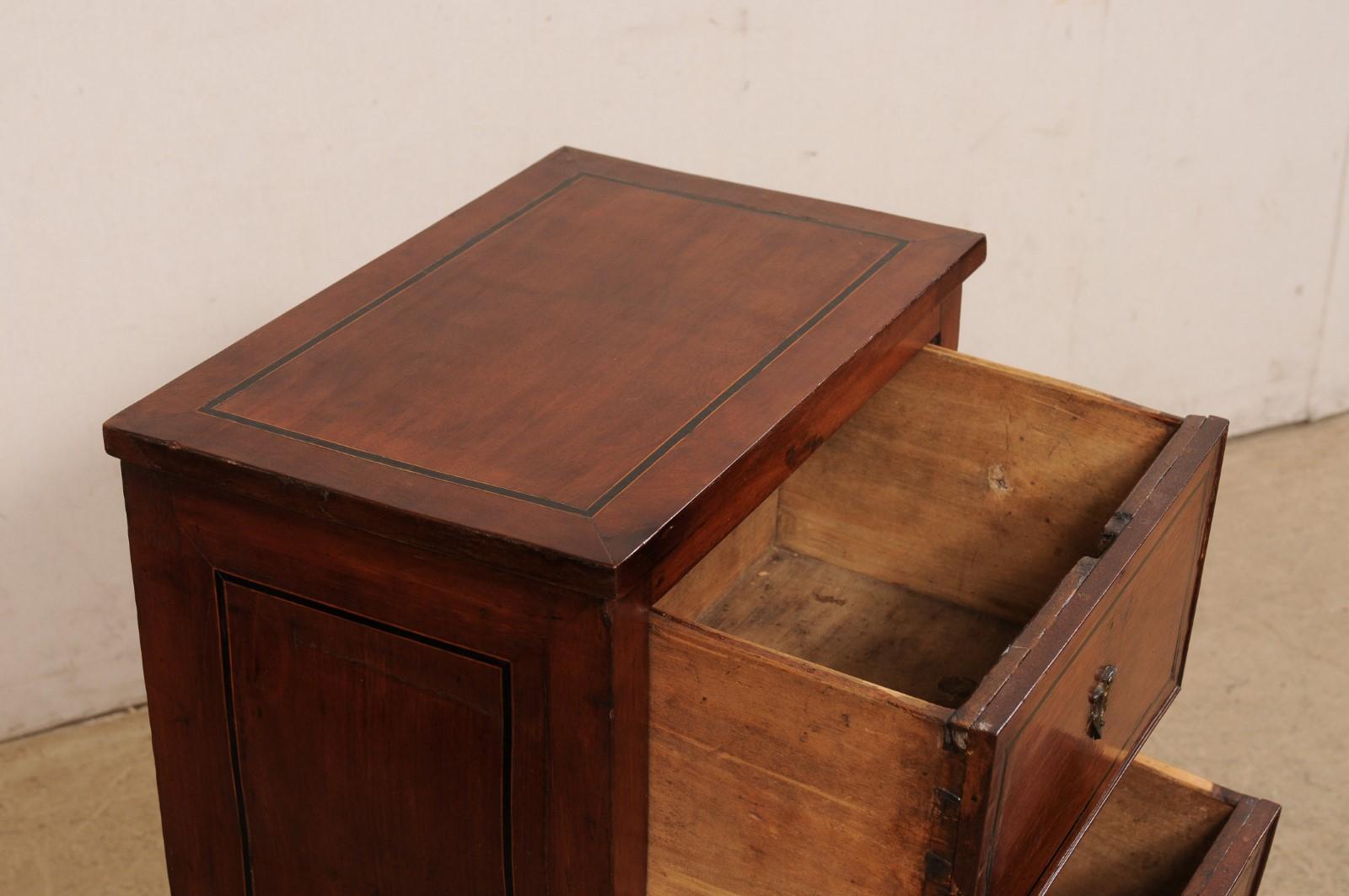 Wood Italian 19th C. Side Chest Designed in Clean Lines w/Accent Inlay Trim For Sale