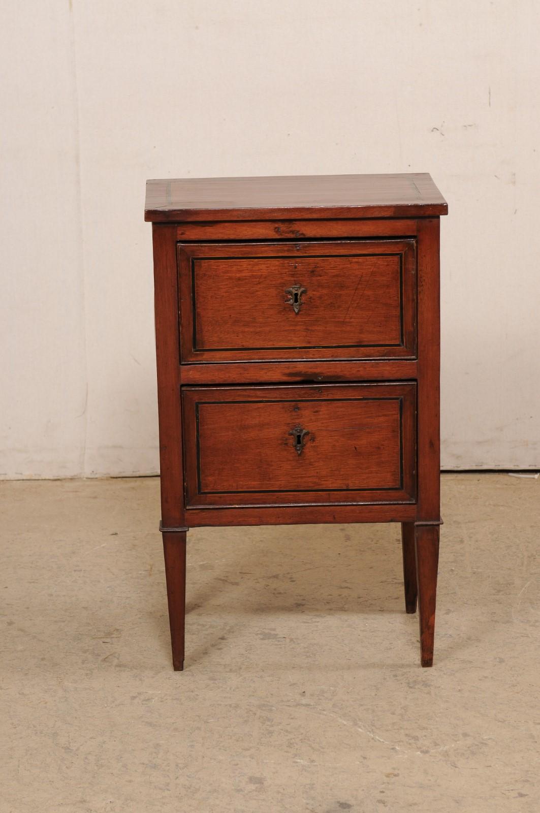 Italian 19th C. Side Chest Designed in Clean Lines w/Accent Inlay Trim For Sale 4