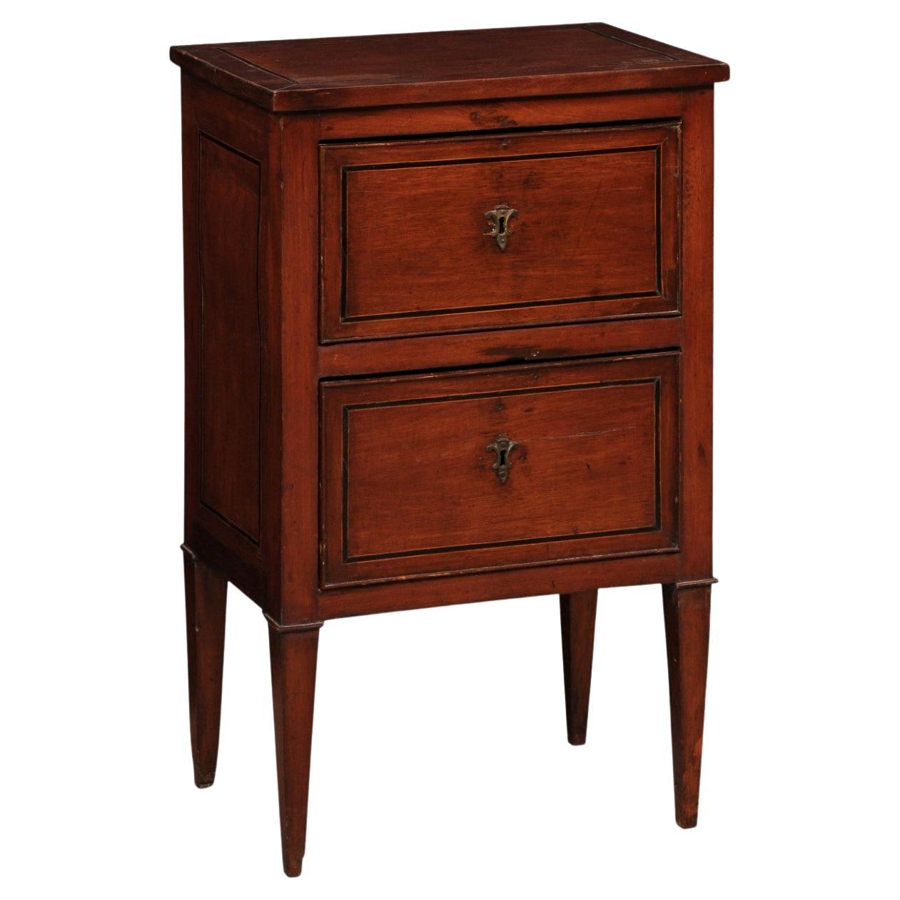 Italian 19th C. Side Chest Designed in Clean Lines w/Accent Inlay Trim