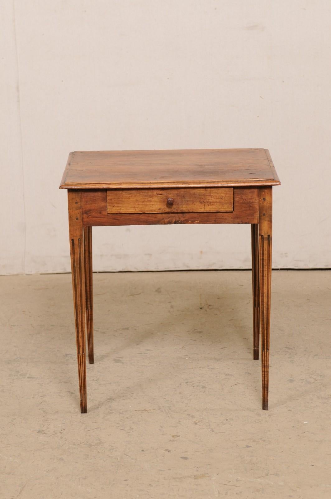 Italian 19th C. Side Table w/Single Drawer, Raised on Fluted & Tapering Legs 4
