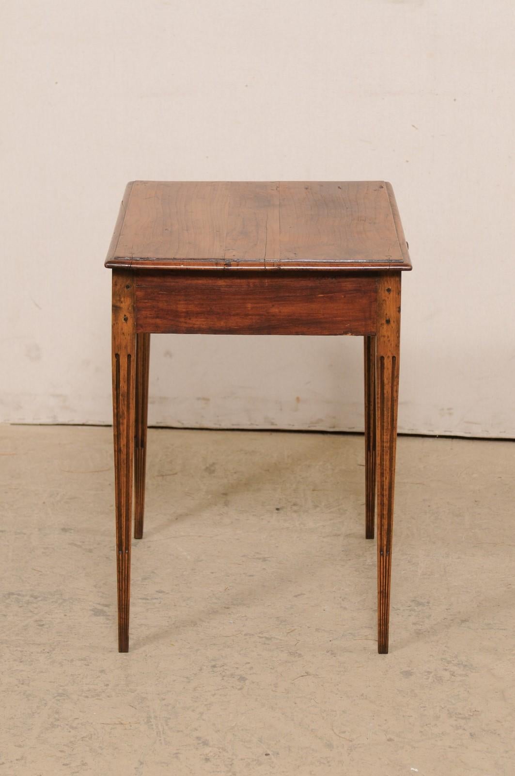 Italian 19th C. Side Table w/Single Drawer, Raised on Fluted & Tapering Legs 1