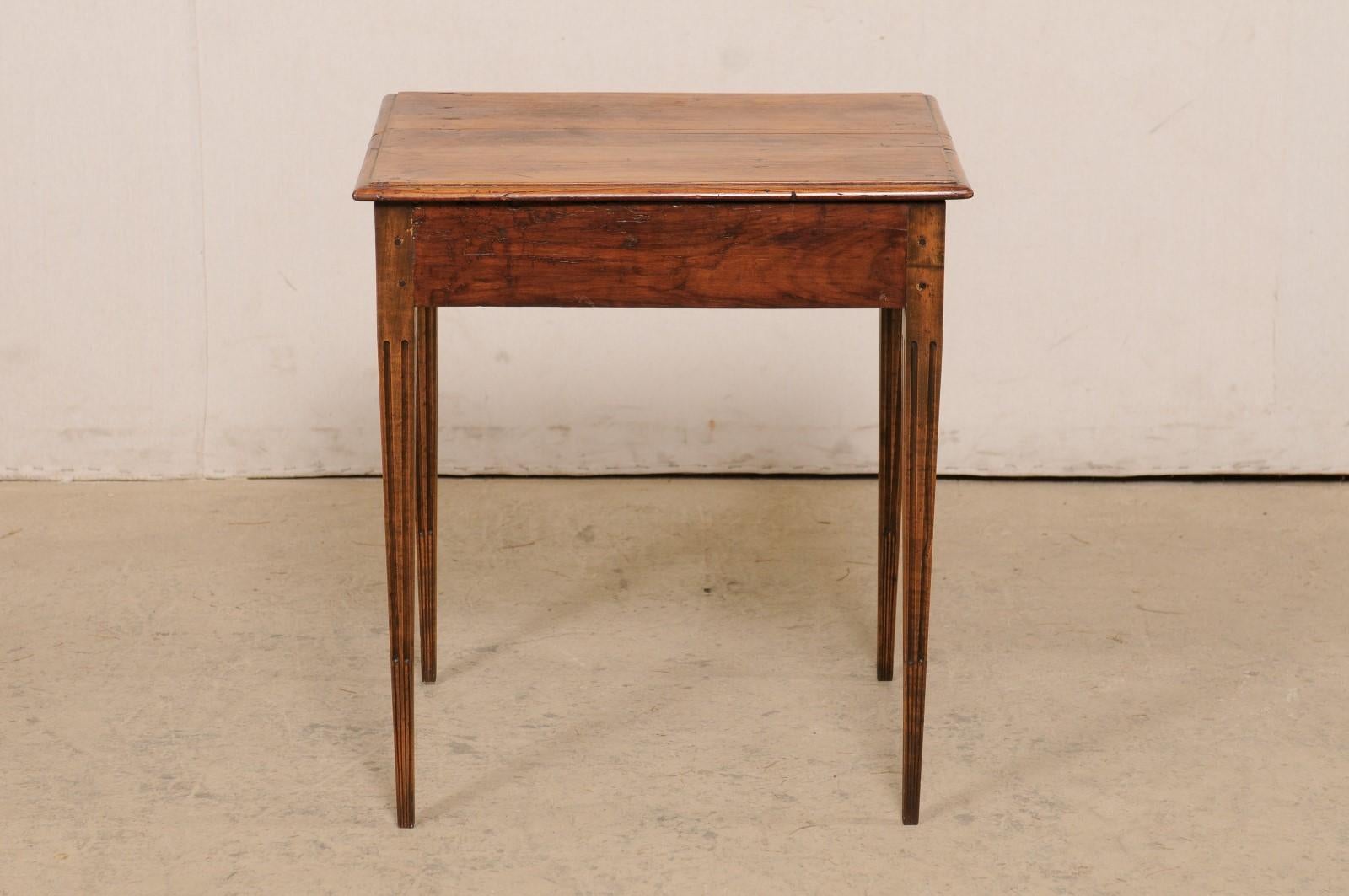 Italian 19th C. Side Table w/Single Drawer, Raised on Fluted & Tapering Legs 2