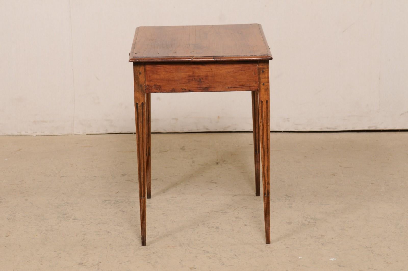 Italian 19th C. Side Table w/Single Drawer, Raised on Fluted & Tapering Legs 3