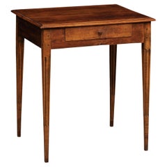 Italian 19th C. Side Table w/Single Drawer, Raised on Fluted & Tapering Legs