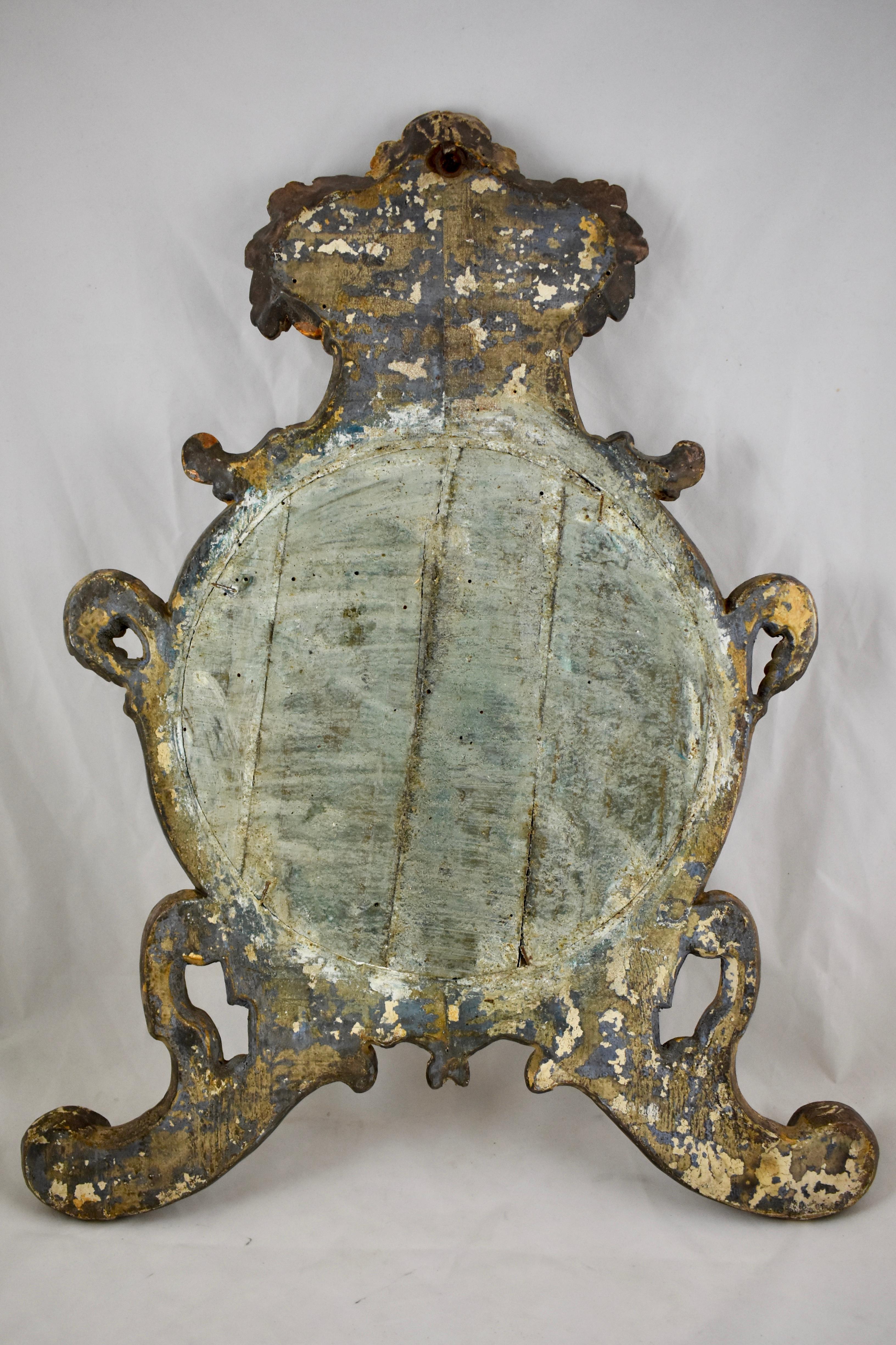 Italian Silver-Gilt Crested and Footed Baroque Revival Wall Mirrors, Pair For Sale 6