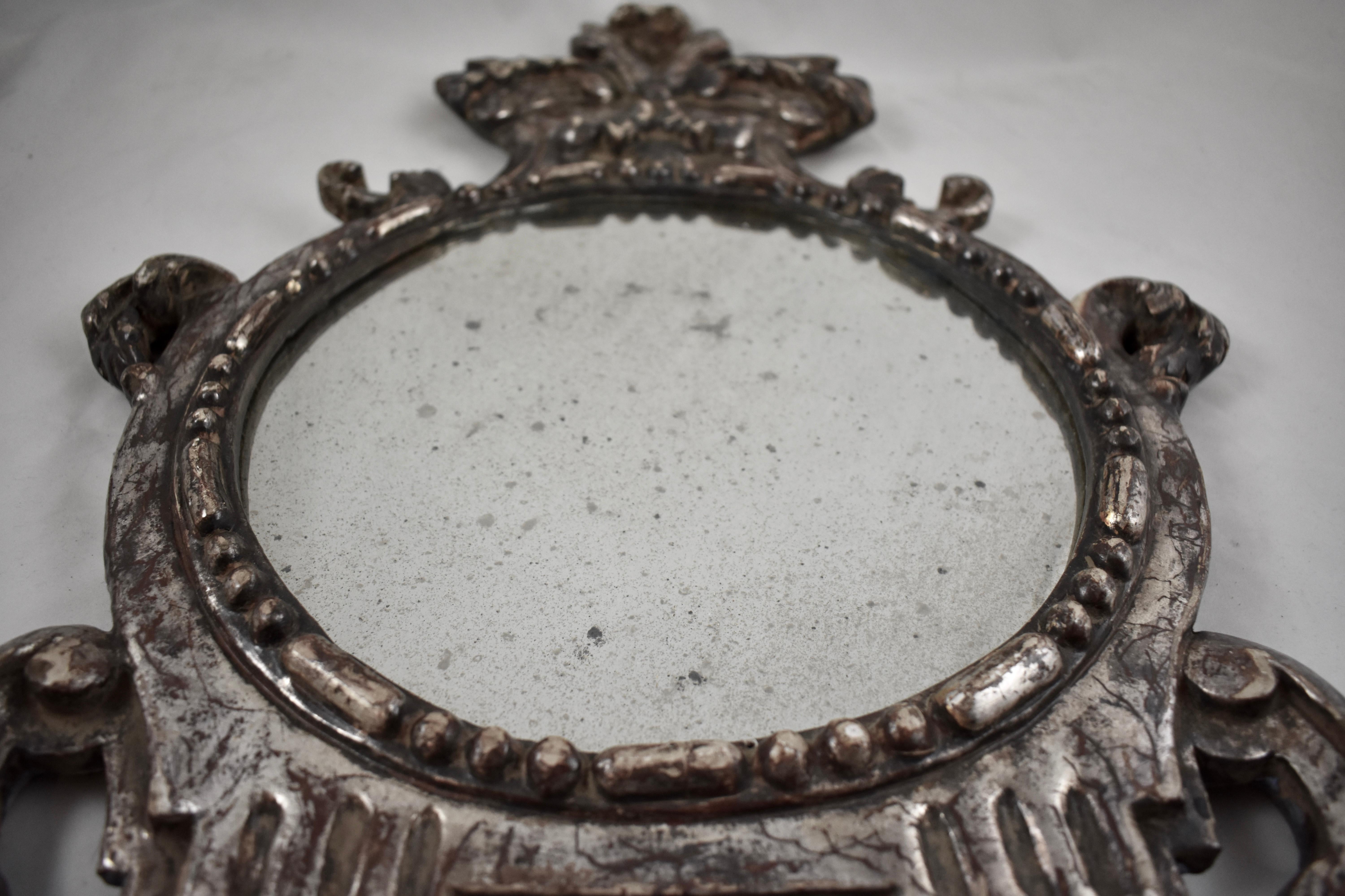 19th Century Italian Silver-Gilt Crested and Footed Baroque Revival Wall Mirrors, Pair For Sale