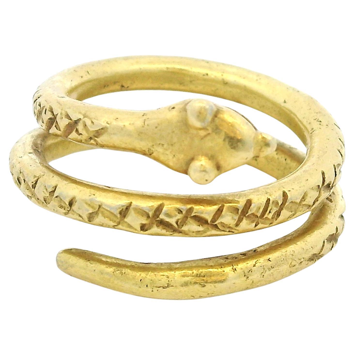 Bague serpent italienne en or 18K du 19ème siècle, néo-archéologique, 15,15 grammes