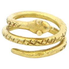 Italian 19th Century 18K Gold Serpent Ring, Archaeological Revival, 15.15 Grams