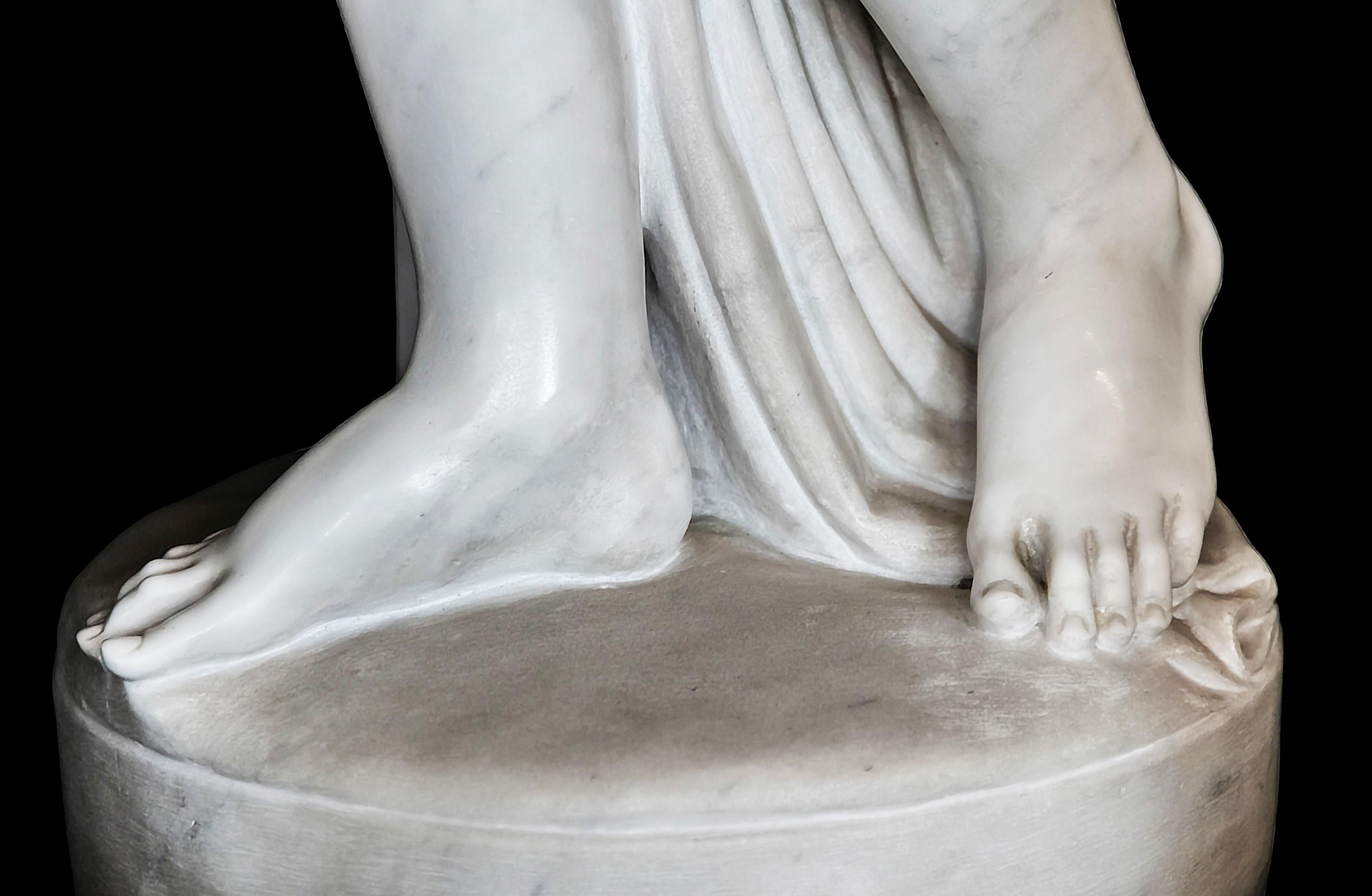 Italian 19th Century After Antonio Canova Venus Italica Carrara Marble Sculpture For Sale 4
