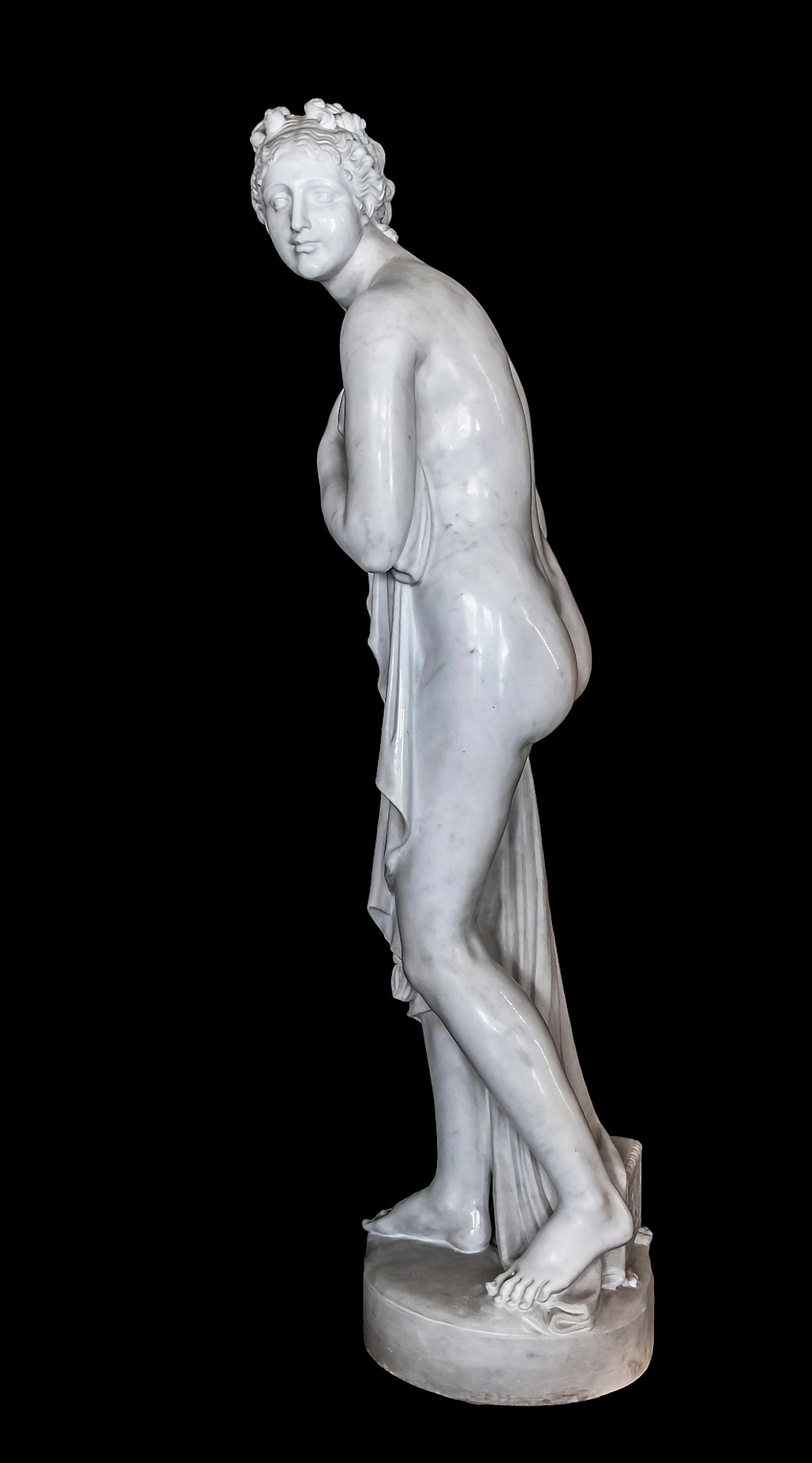 Italian 19th Century After Antonio Canova Venus Italica Carrara Marble Sculpture For Sale 6