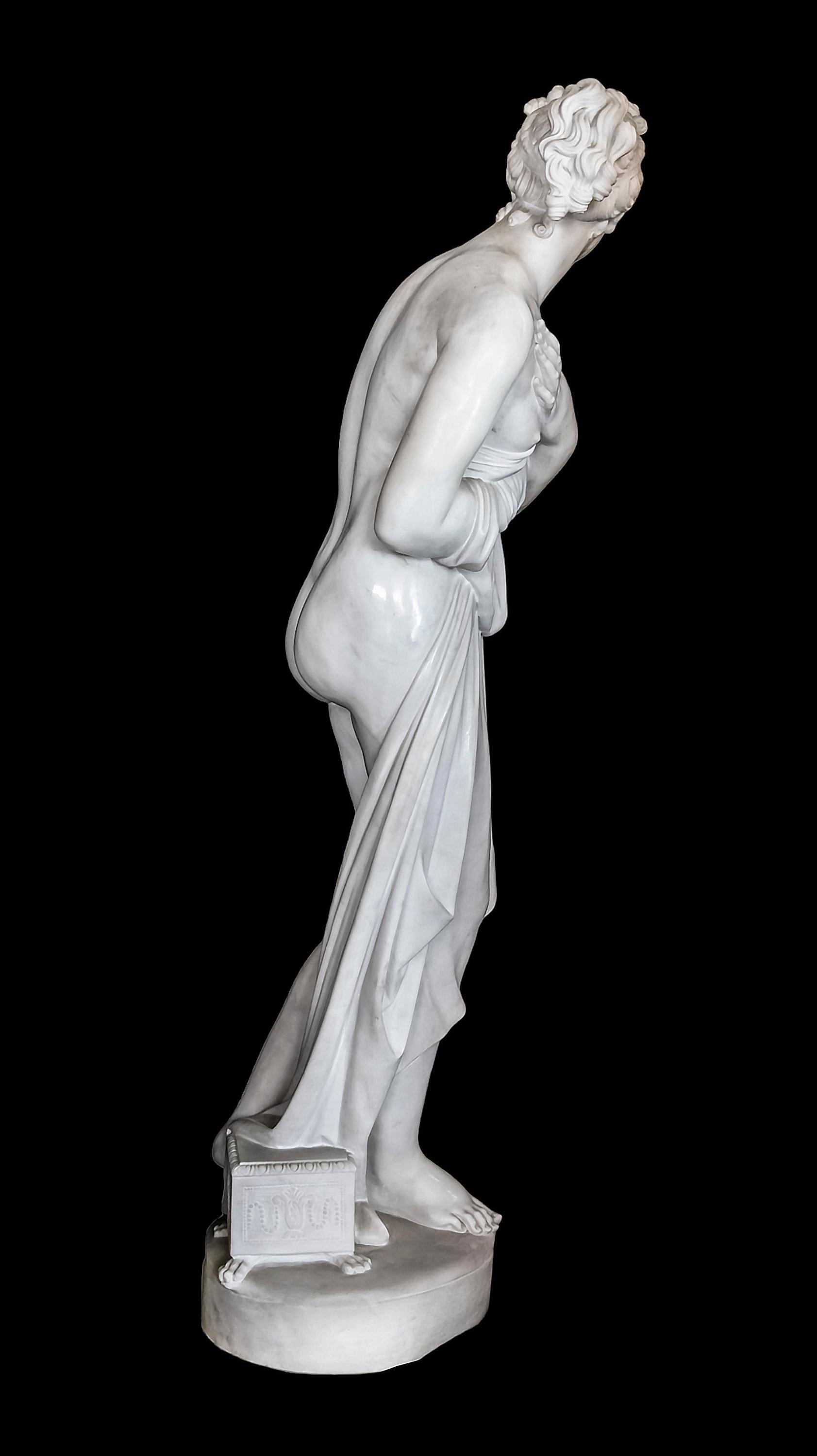 Italian 19th Century After Antonio Canova Venus Italica Carrara Marble Sculpture For Sale 7