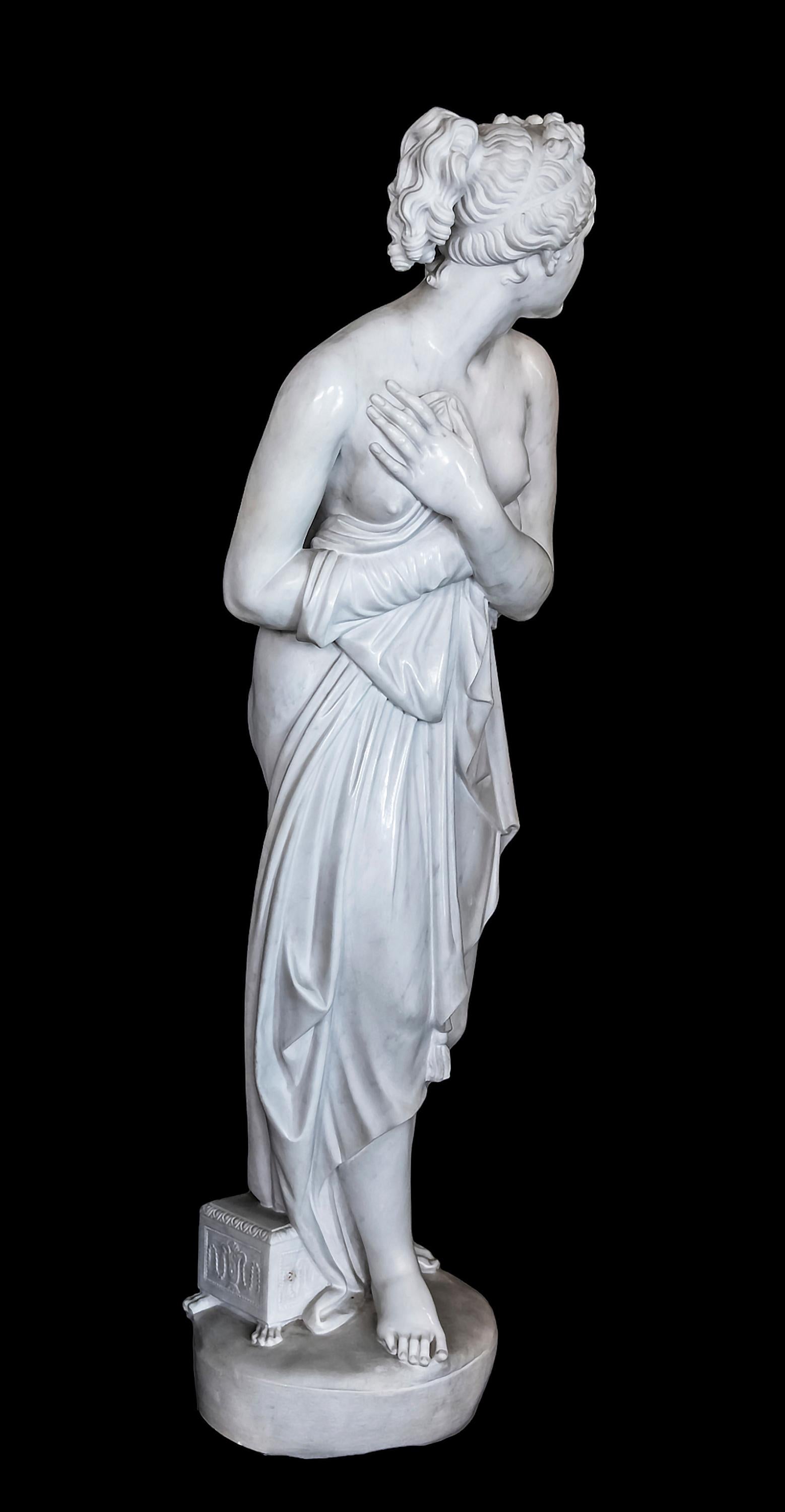 Italian 19th Century After Antonio Canova Venus Italica Carrara Marble Sculpture 9