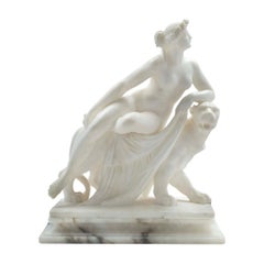 Statue italienne du 19ème siècle en albâtre et marbre