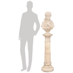 Italian 19th century Alabaster bust and matching pedestal