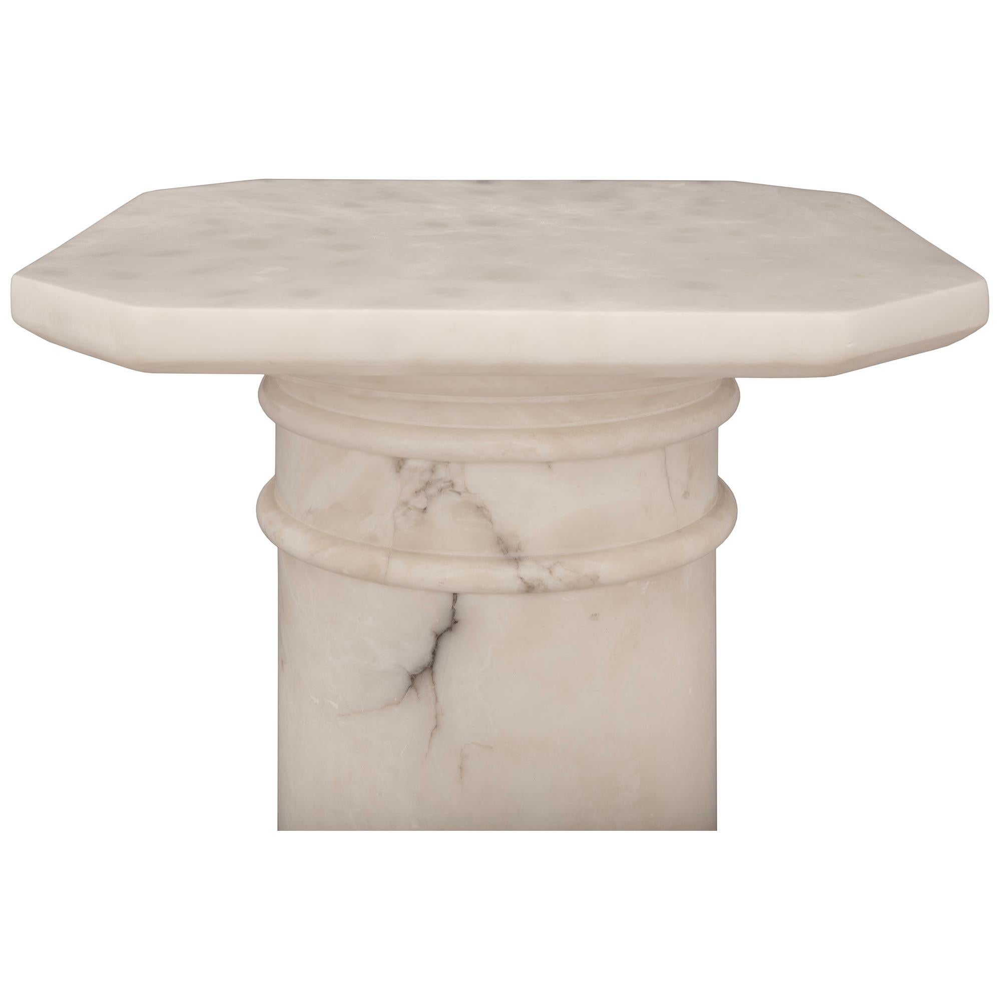 Marble Italian 19th Century Alabaster Pedestal Column For Sale