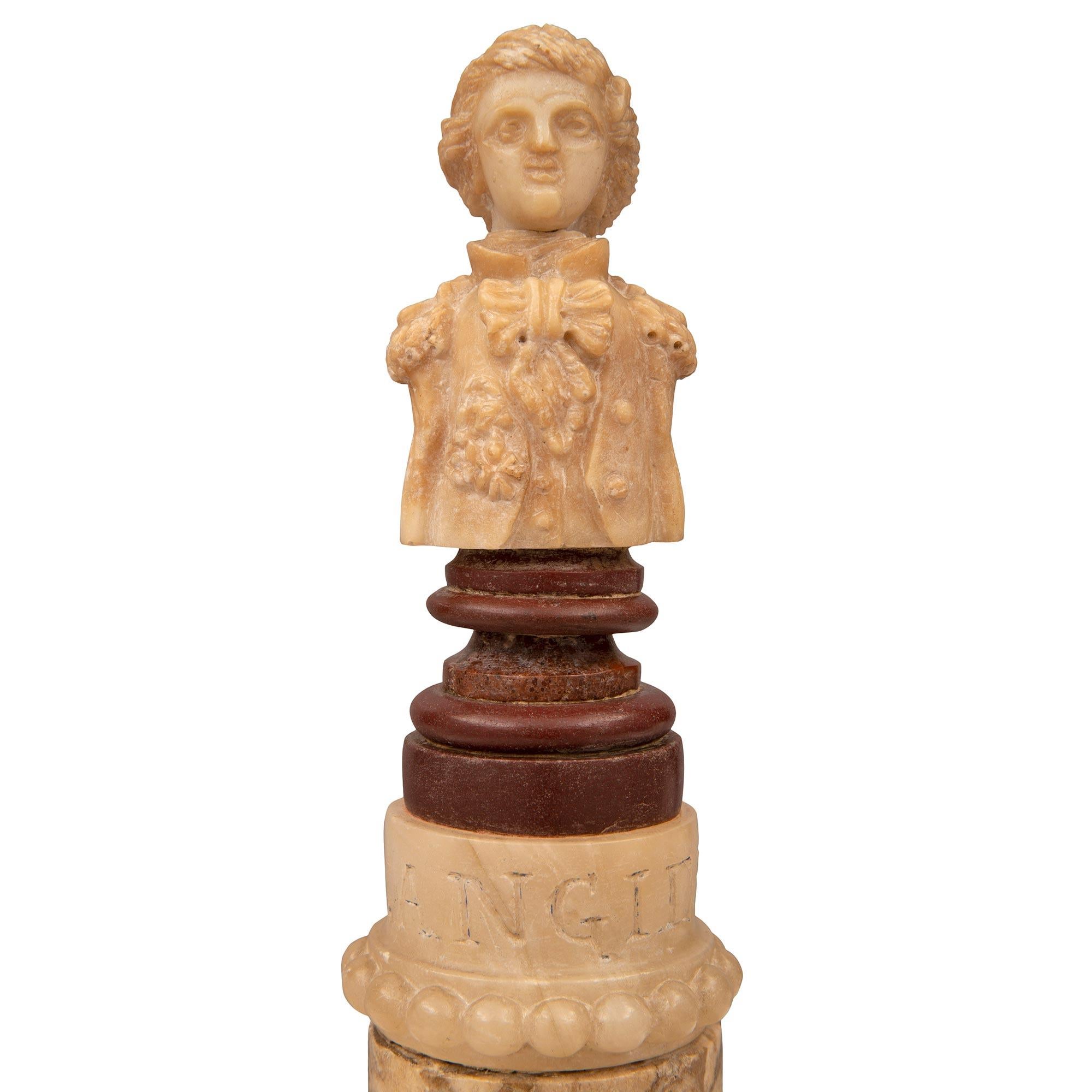Italian 19th Century Alabaster, Porphyry and Marble Centerpiece For Sale 1