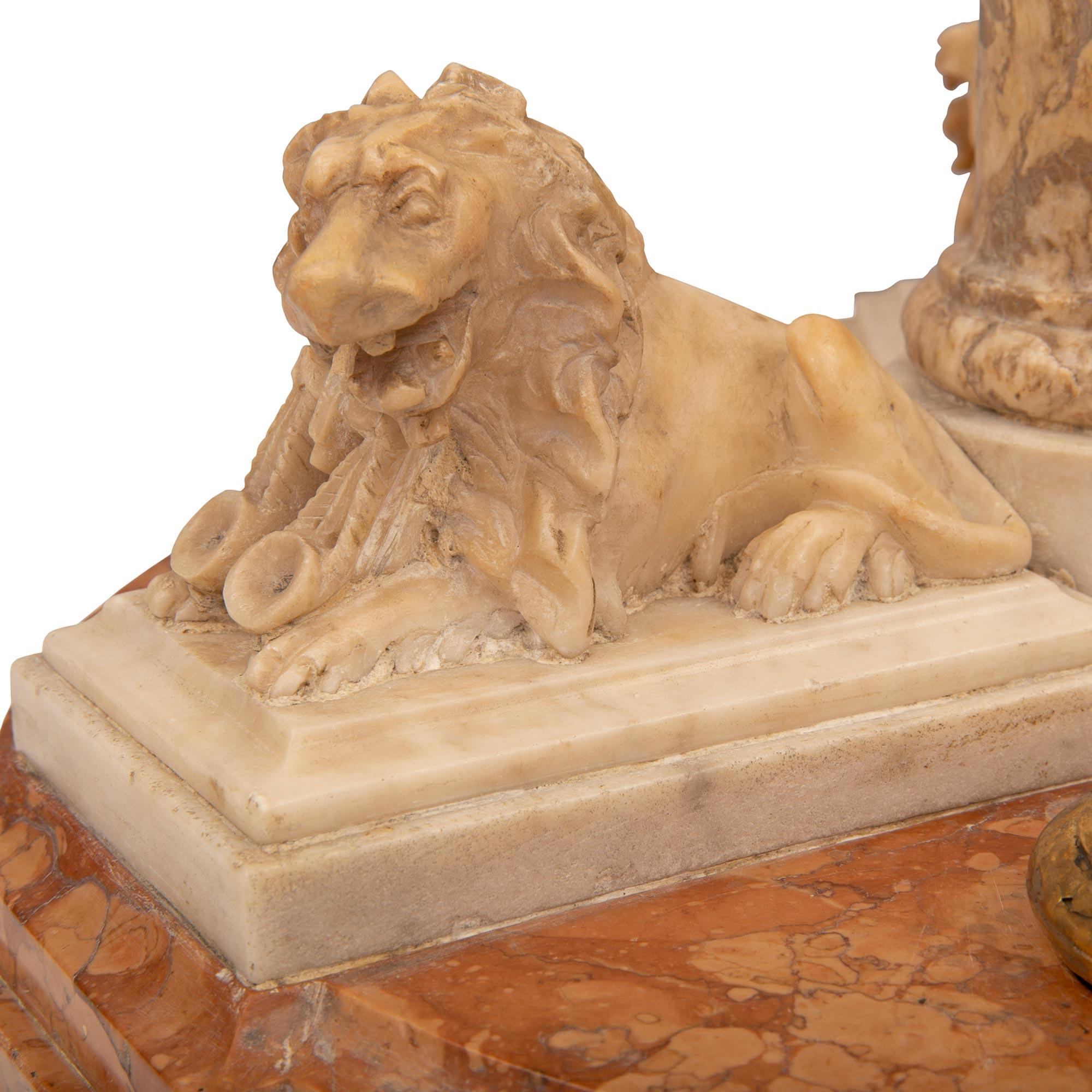 Italian 19th Century Alabaster, Porphyry and Marble Centerpiece For Sale 4