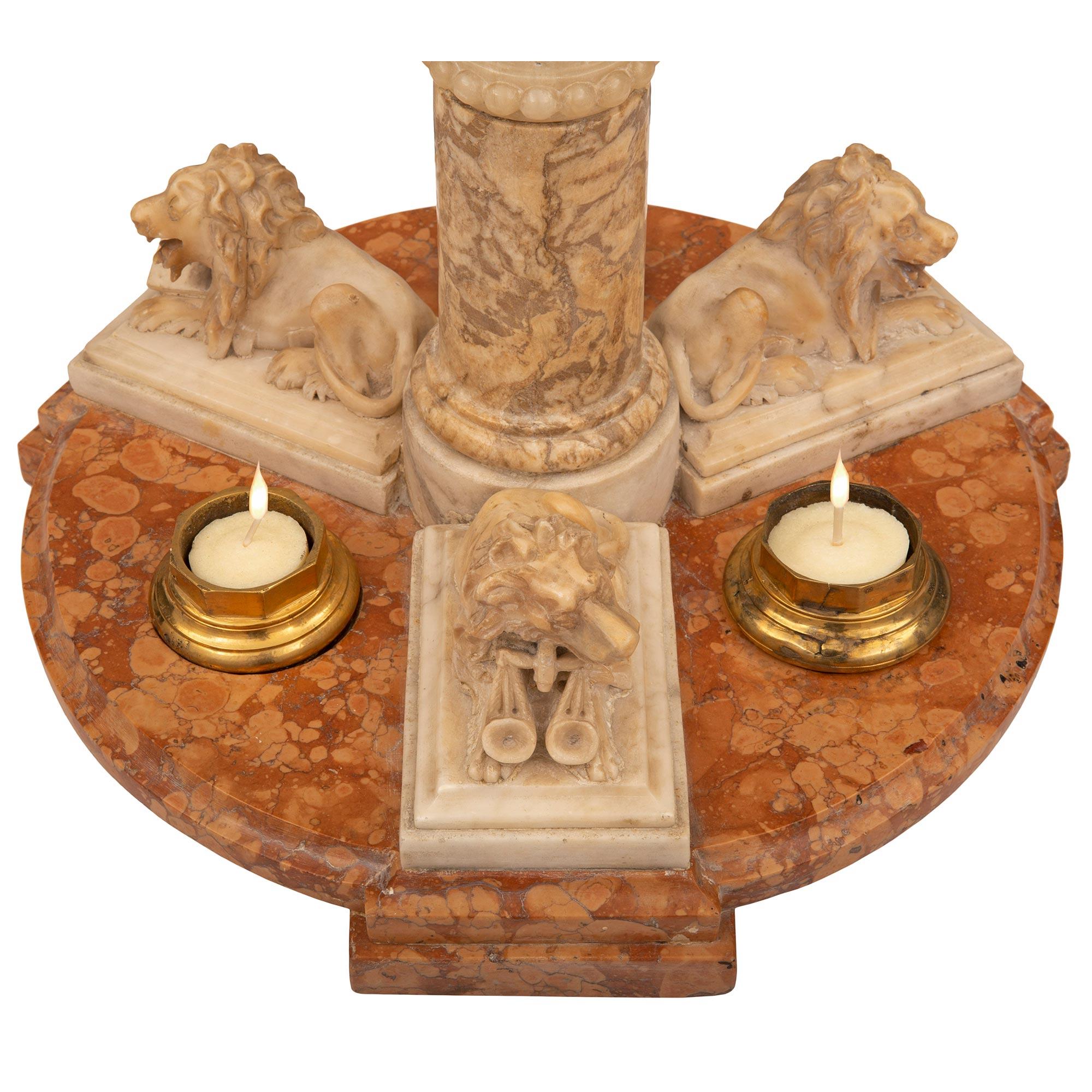 Italian 19th Century Alabaster, Porphyry and Marble Centerpiece For Sale 5