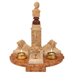 Italian 19th Century Alabaster, Porphyry and Marble Centerpiece
