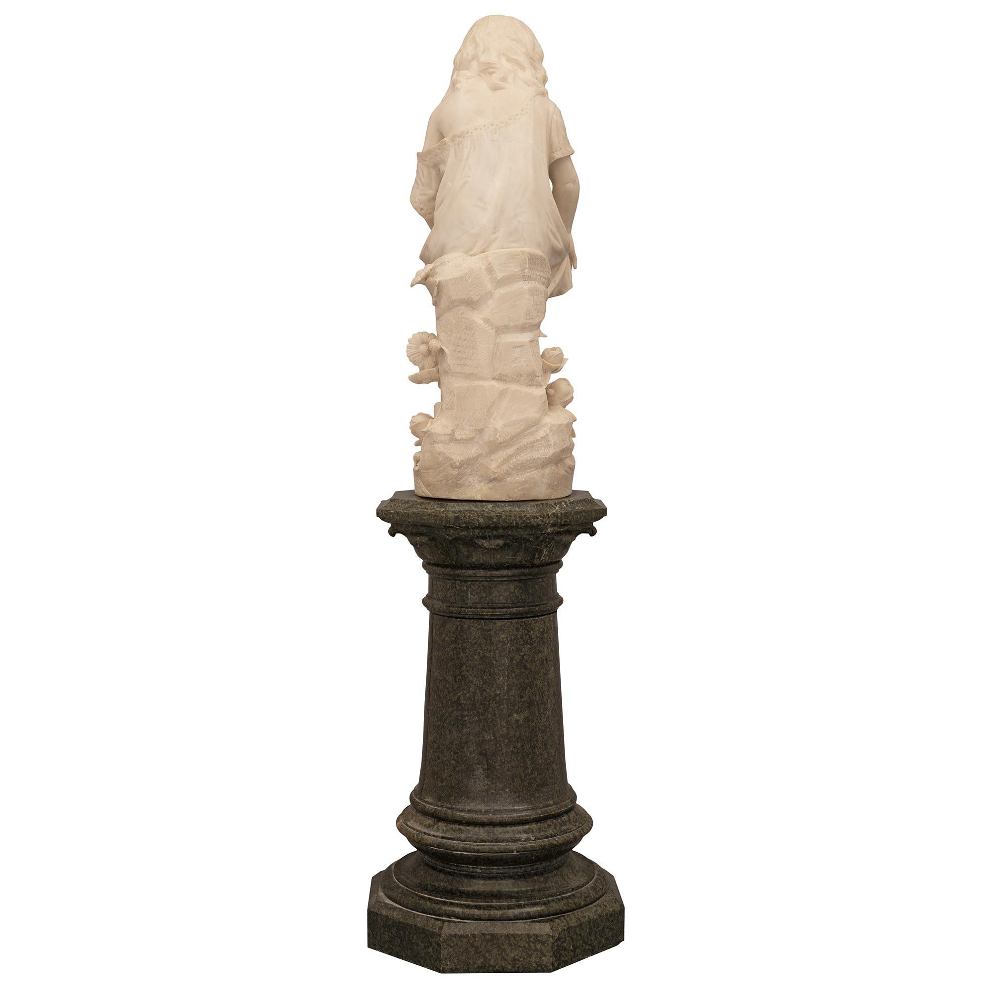 Italian 19th Century Alabaster Statue and Marble Pedestal For Sale 10