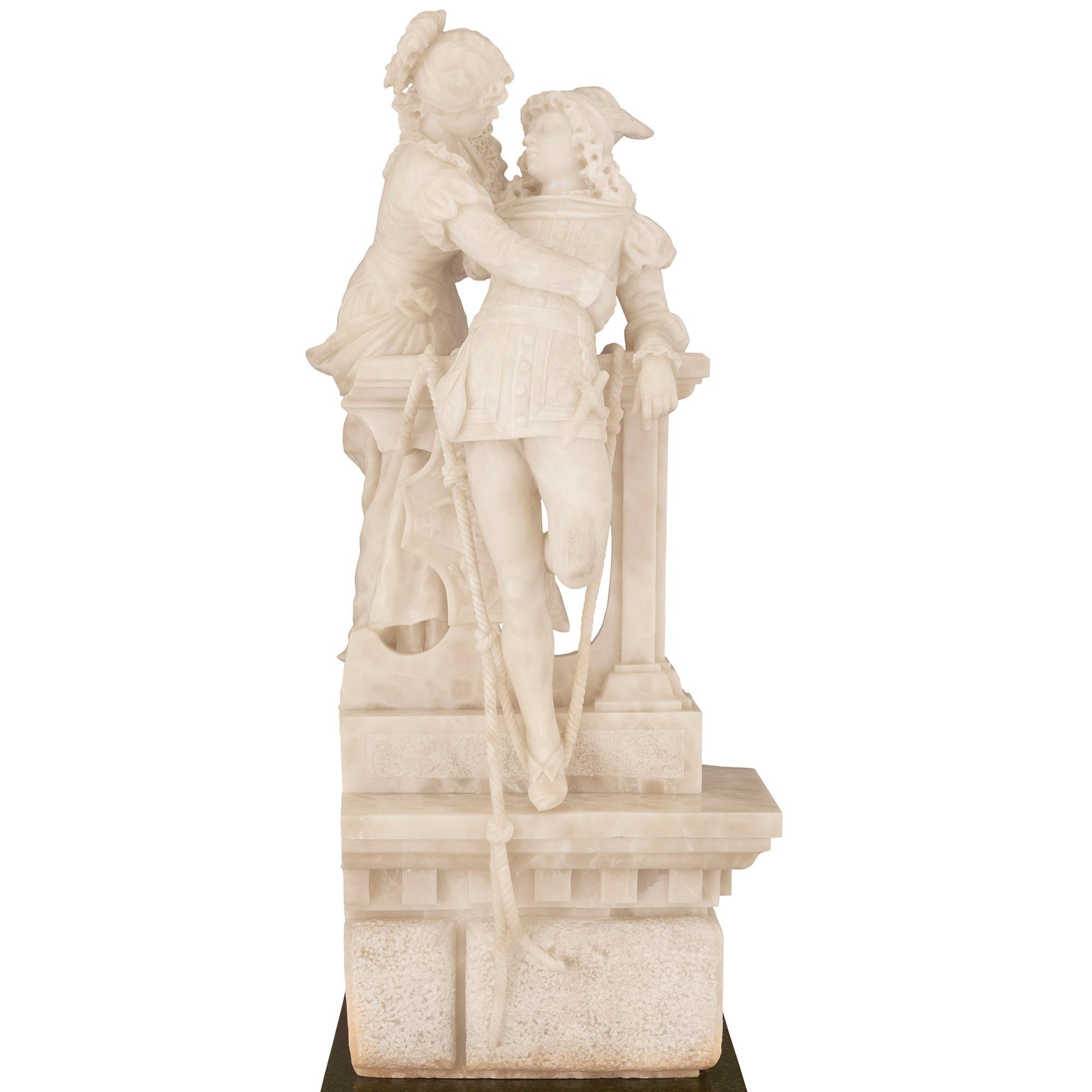 Italian 19th Century Alabaster Statue of Romeo And Juliet Signed F. Vichi For Sale 1