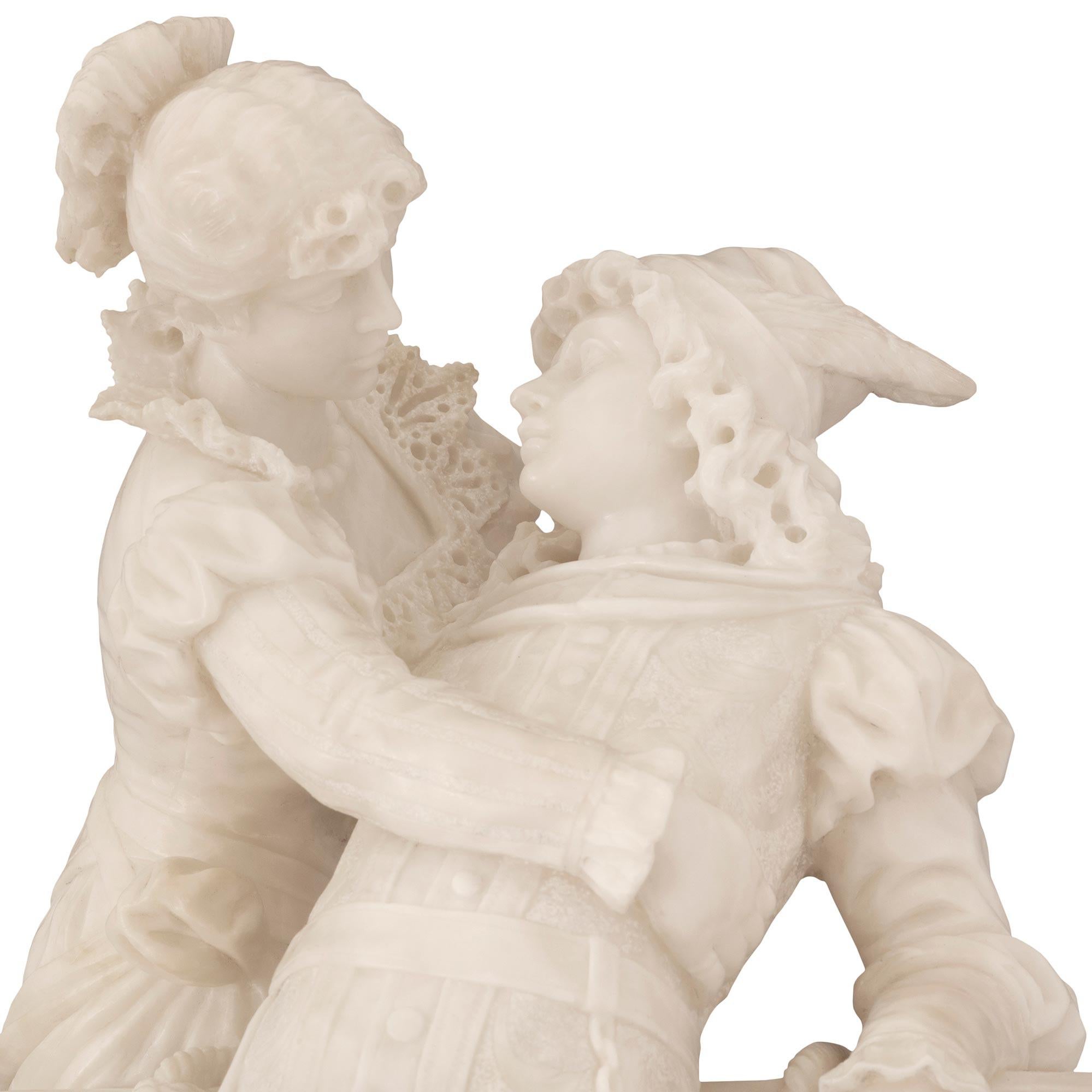 Marmo Statua in alabastro del XIX secolo di Romeo e Giulietta firmata F. Vichi in vendita