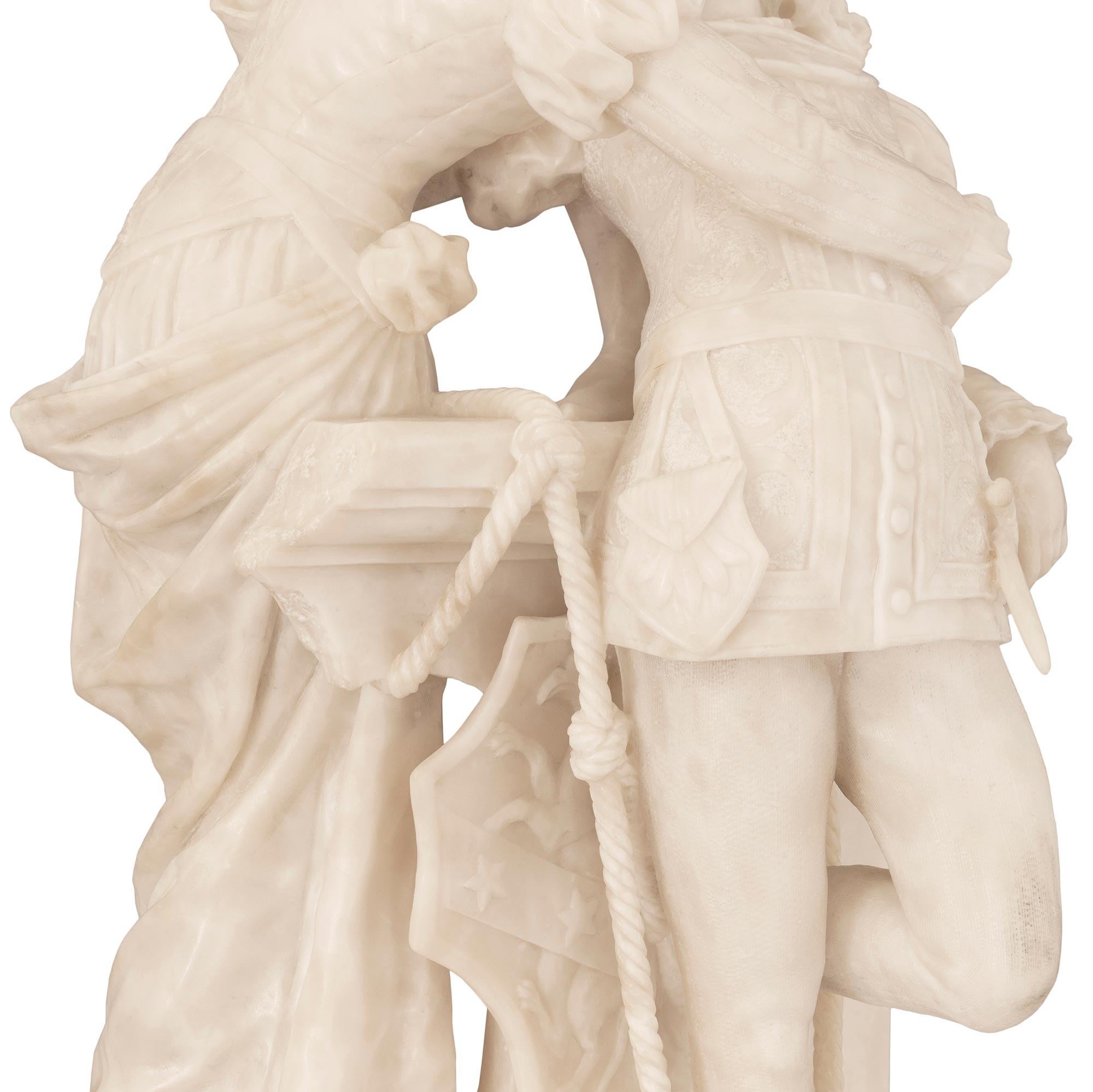 Italian 19th Century Alabaster Statue of Romeo And Juliet Signed F. Vichi For Sale 5