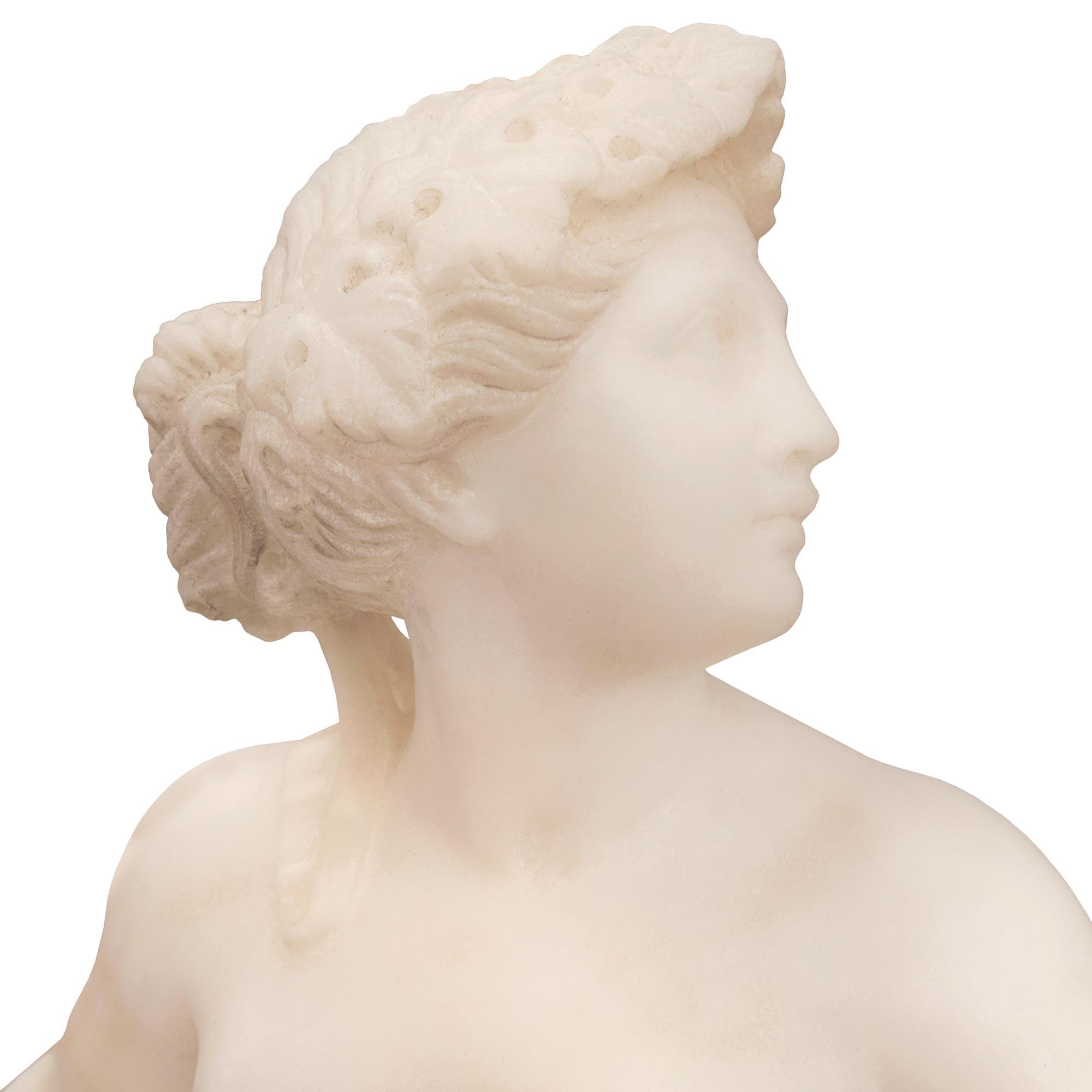 Marble Italian 19th Century Alabaster Statue of the Greek Goddess Ariadne For Sale